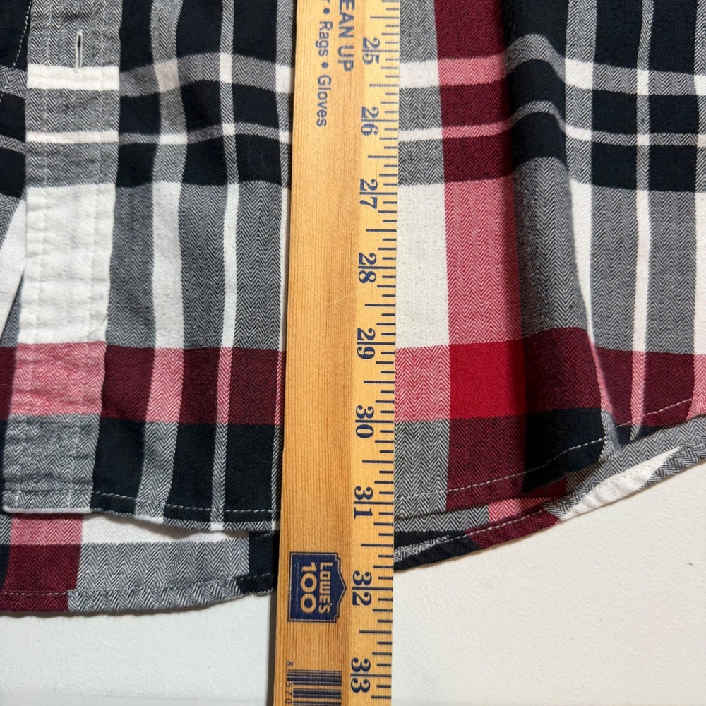 Chaps Mens XXL Red Black White Plaid Button Down Shirt Long Sleeve Herringbone - Picture 6 of 6